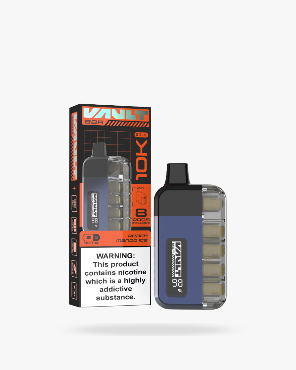 Vault Bar 10K Prefilled Pod Kit Peach Mango Ice